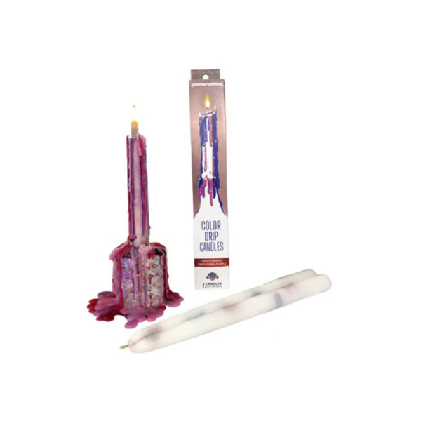 Drip Taper Candles: Pink and Purple (Set of 2)