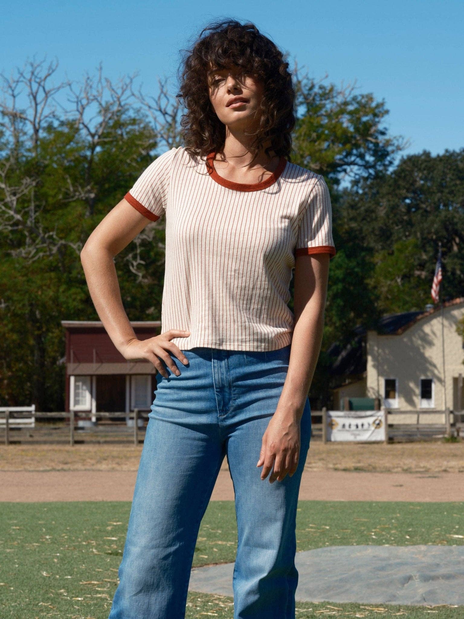 Ringer Tee: Red Pinstripe