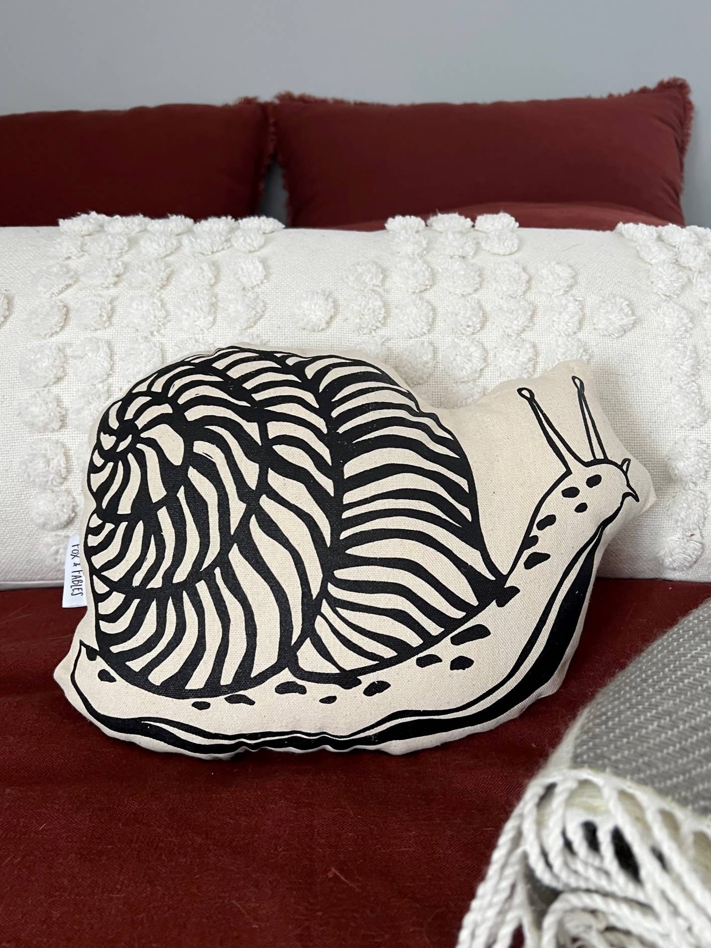 Cottage Garden Animal Printed Pillow: Snail