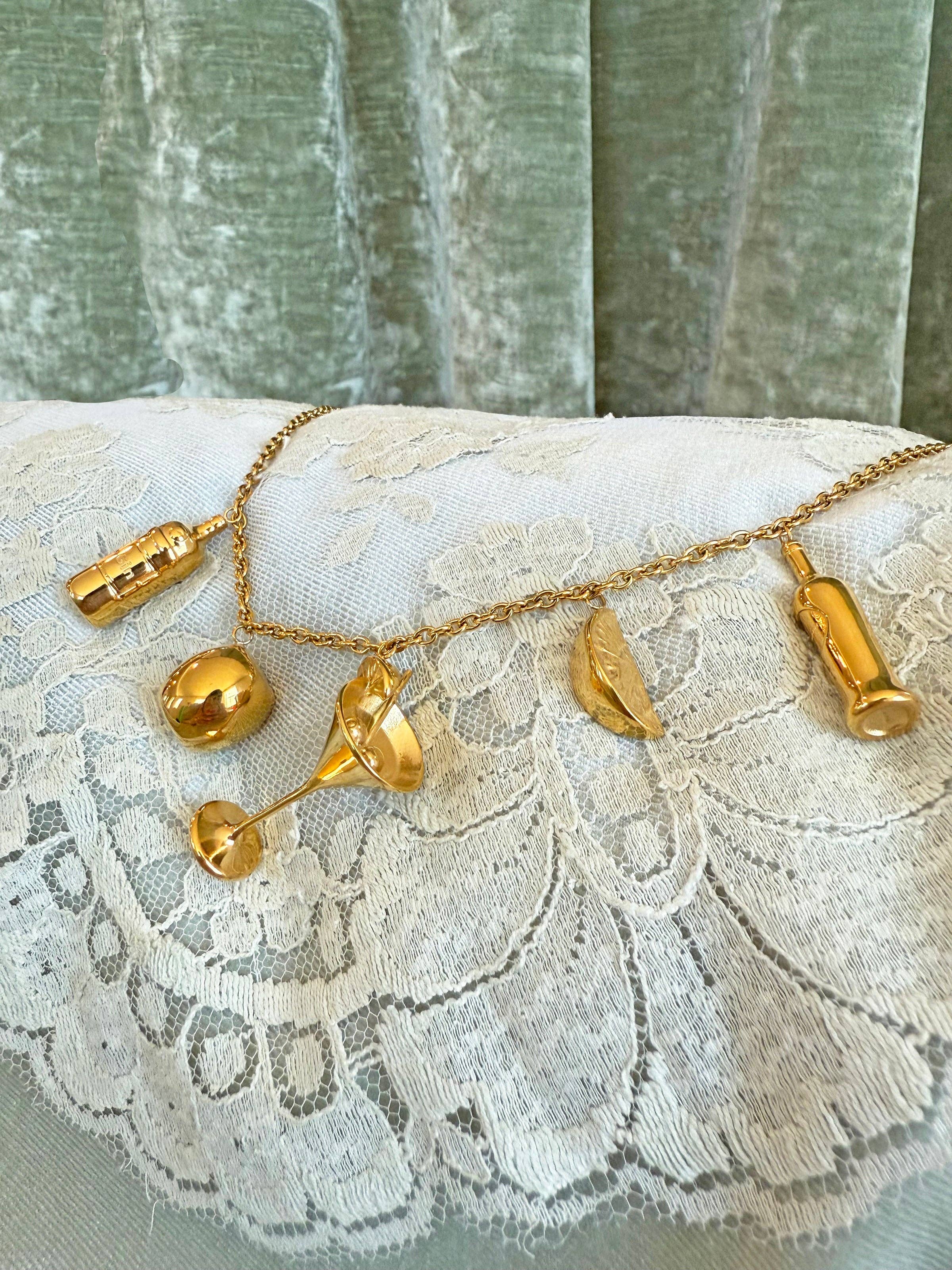 Martini Charm Necklace: Gold