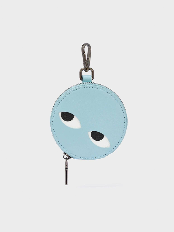Leather Pouch Charm: Dottie (Light Blue)