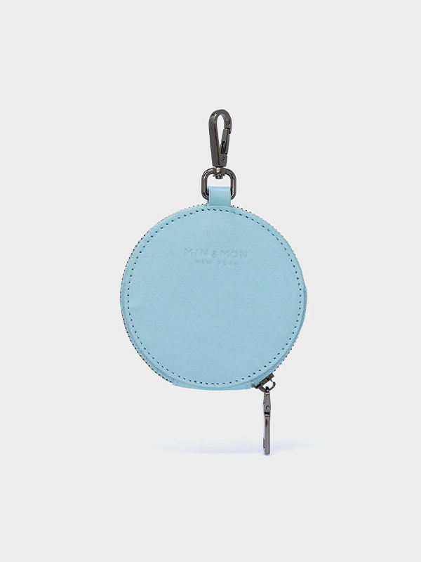 Leather Pouch Charm: Dottie (Light Blue)