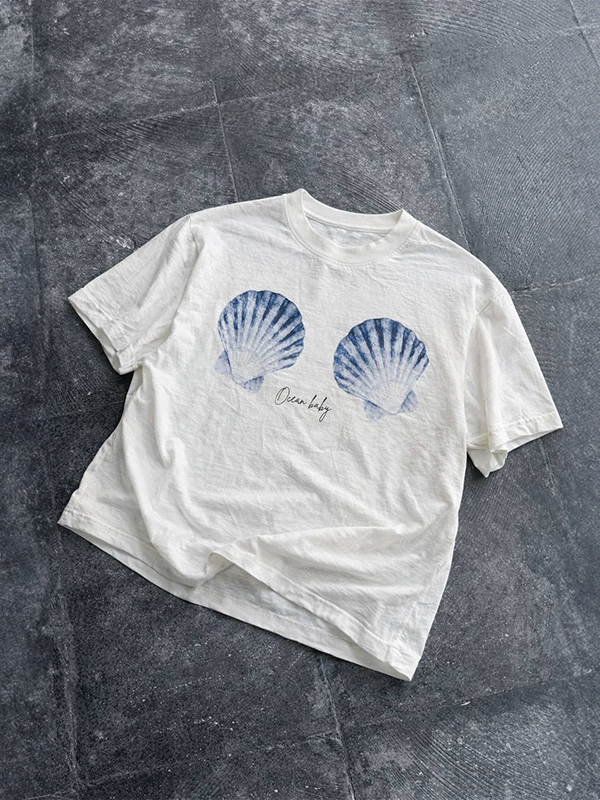 Ocean Baby Shell Graphic Tee: Off-White