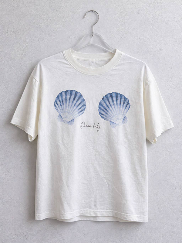 Ocean Baby Shell Graphic Tee: Off-White