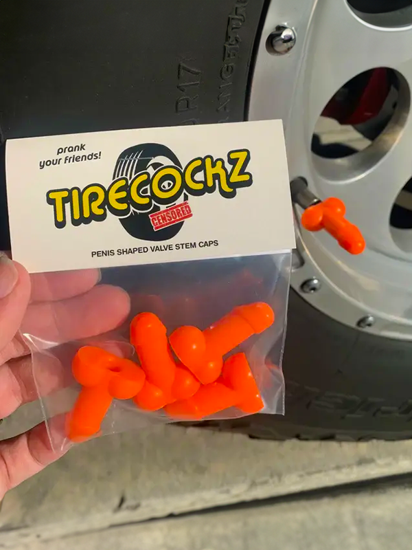 TireCockz Weenie Shaped Valve Stem Caps: Orange
