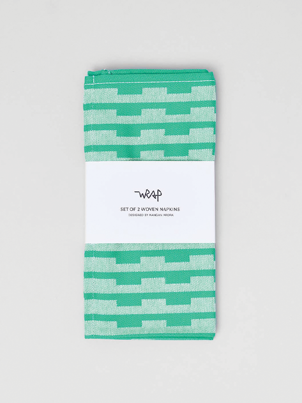 Stripes Napkin Set: Turquoise/Natural