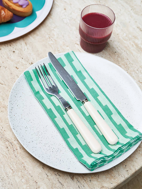 Stripes Napkin Set: Turquoise/Natural