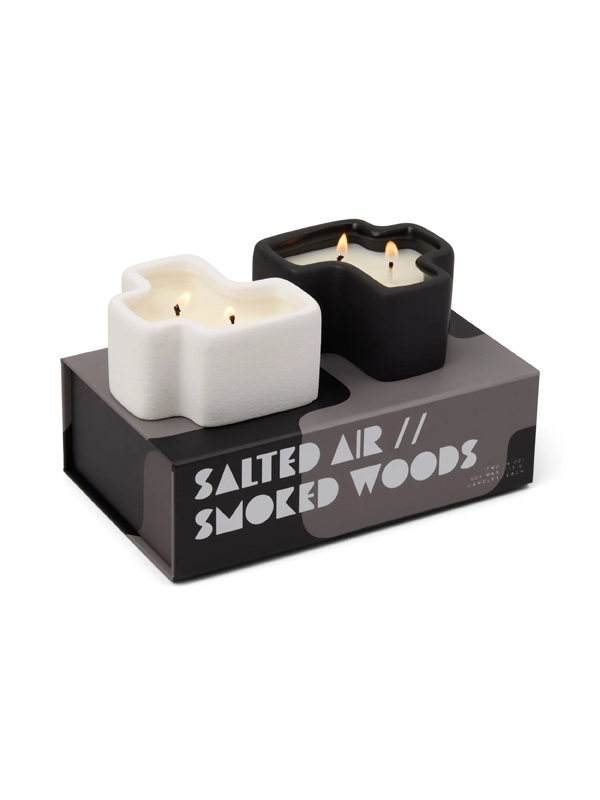 Jigsaw Ceramic Vessel Candles (Set of 2): Salted Air & Smoked Woods
