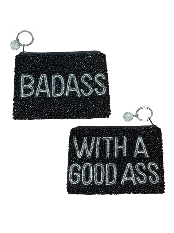 Beaded Pouch: Badass/Good Ass