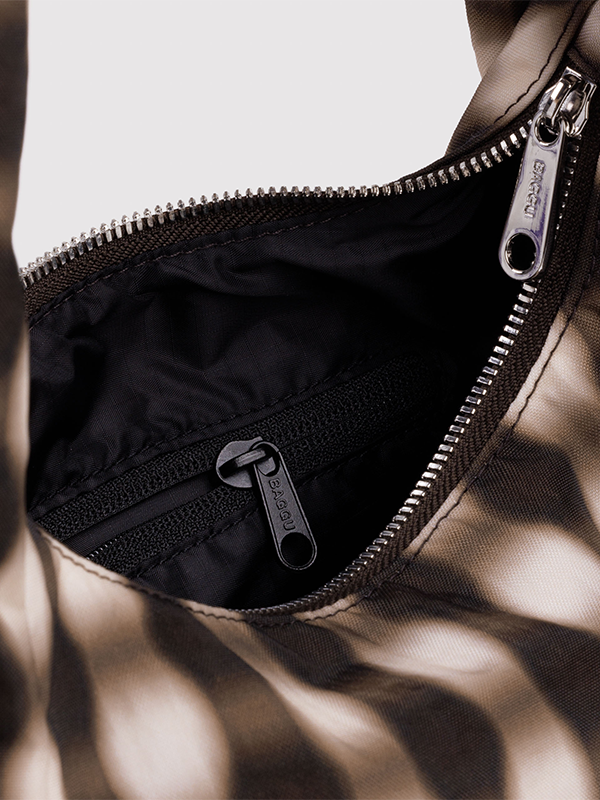 Small Nylon Meringue Bag: Blurred Gingham Brown