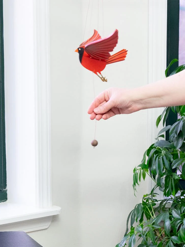 Cardinal Bird Flying Mobile