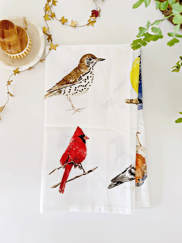 Flour Sack Tea Towel: Birds