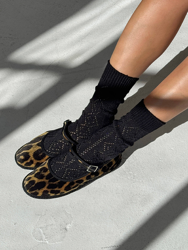 Modal Eyelet Socks: Jet Black