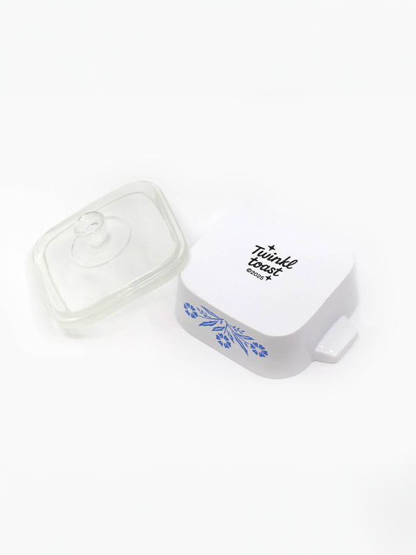Mini Corningware-Inspired Casserole Trinket Box: Cornflower