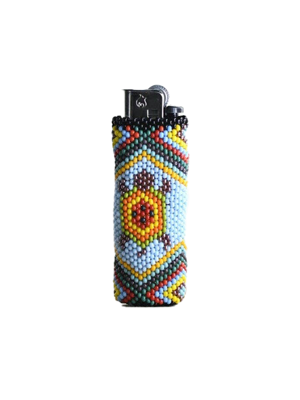 Beaded Lighter Case: Ninja (Light Blue & Orange Shell)