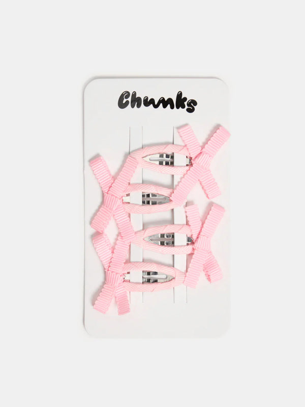 Mini Bow Snap Clips: Blush (Set of 4)