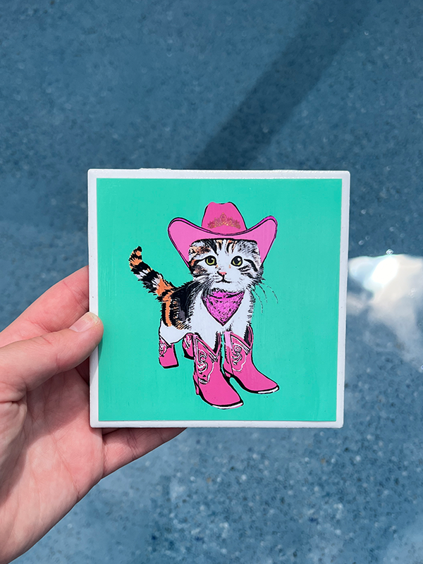Pop Art Coaster: Pink Pony Cat