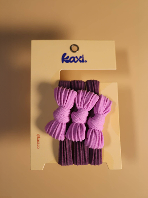Two Toned Bow Slick Back Hair Ties: Plum & Lavender