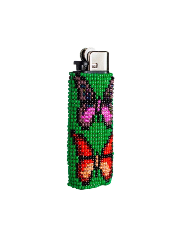 Beaded Lighter Case: Green Parpar