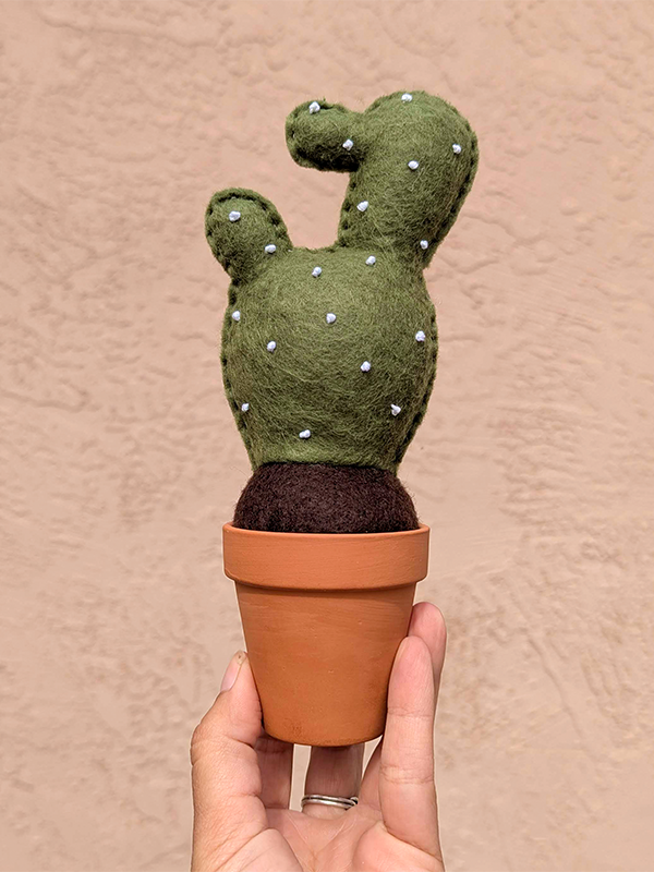 Handmade Felt Cactus in Terracotta Pot