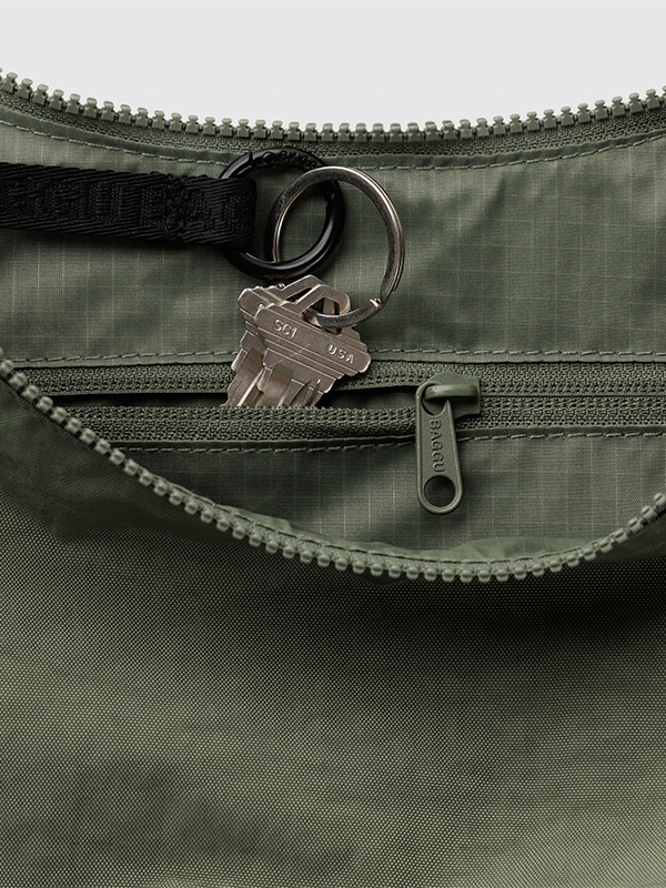 Medium Nylon Crescent Bag: Caper