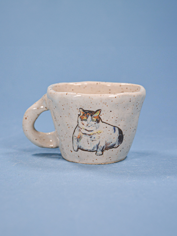 Handmade Ceramic Espresso Cup: Chonky Cat