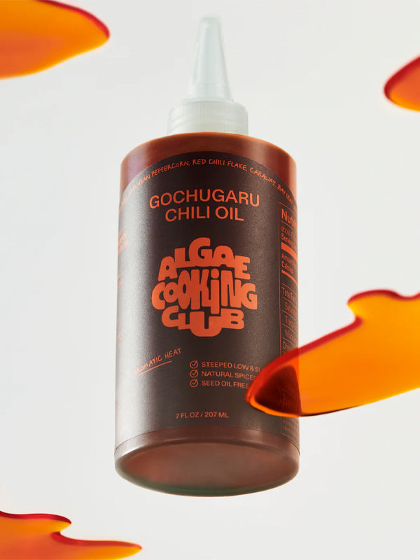 Gochugaru chili oil with a rich, spicy flavor made from Korean red pepper flakes, perfect for adding a bold kick to your dishes.