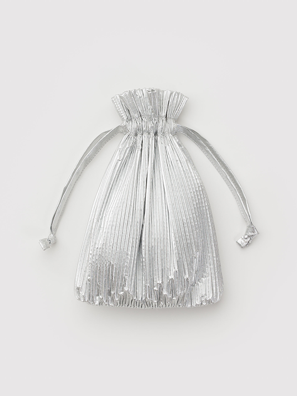 Pleated Baggu: Chrome Metallic