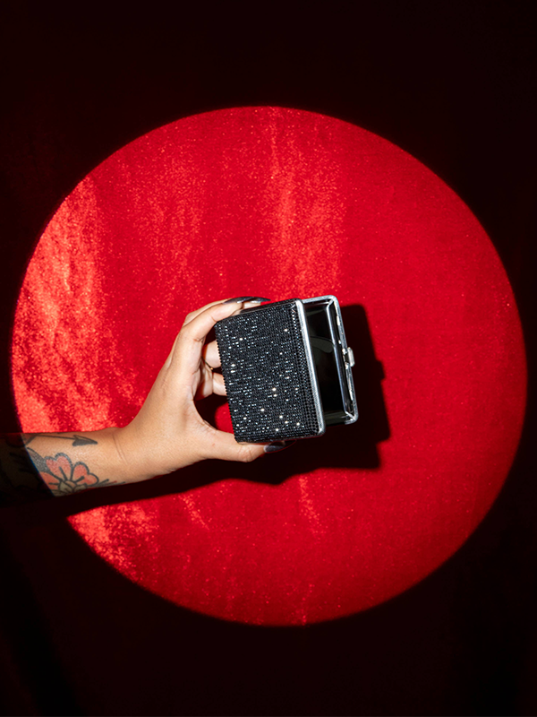 Rhinestone Cig Case: Black