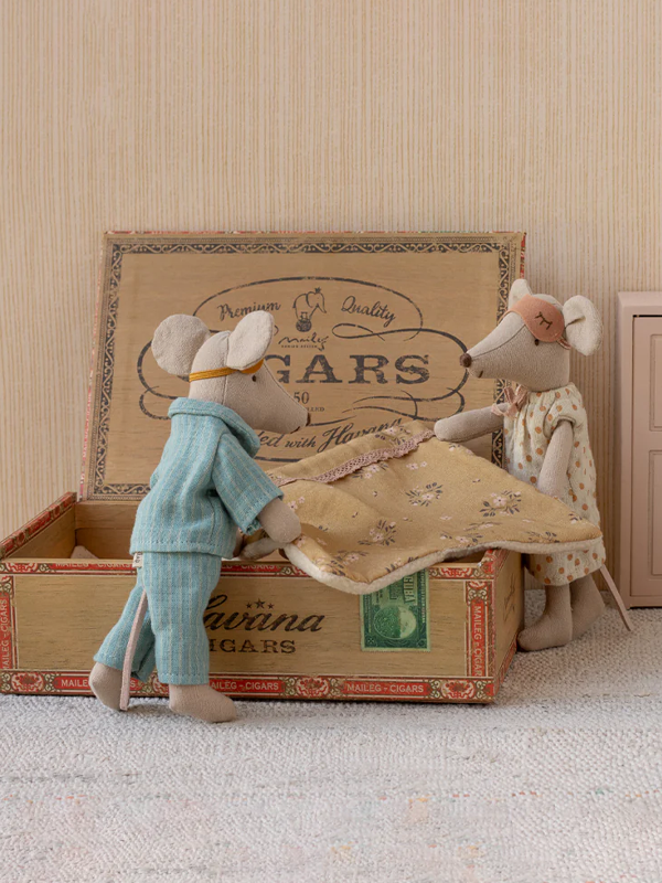 Mum and Dad Mice in Cigar Box