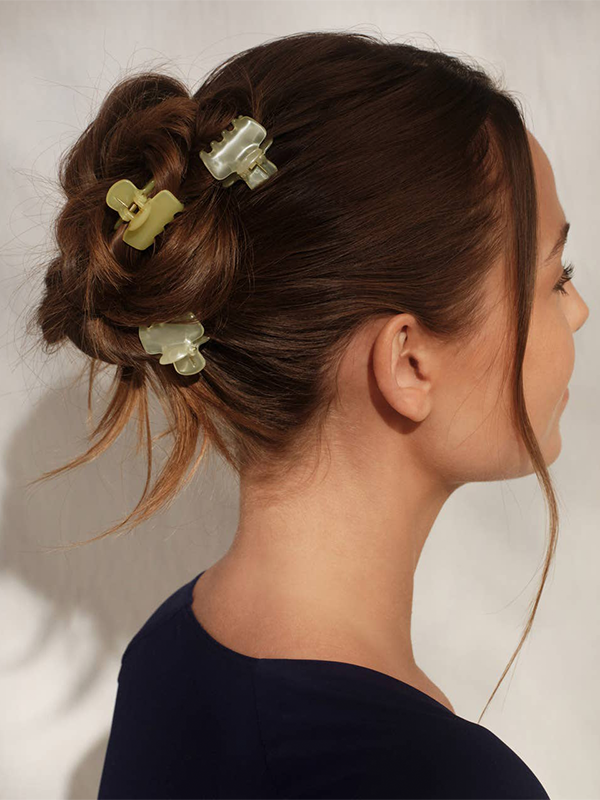 Mini Jelly Cloud Clips: Set of 8 (Pearlized Cream & Butter Yellow)