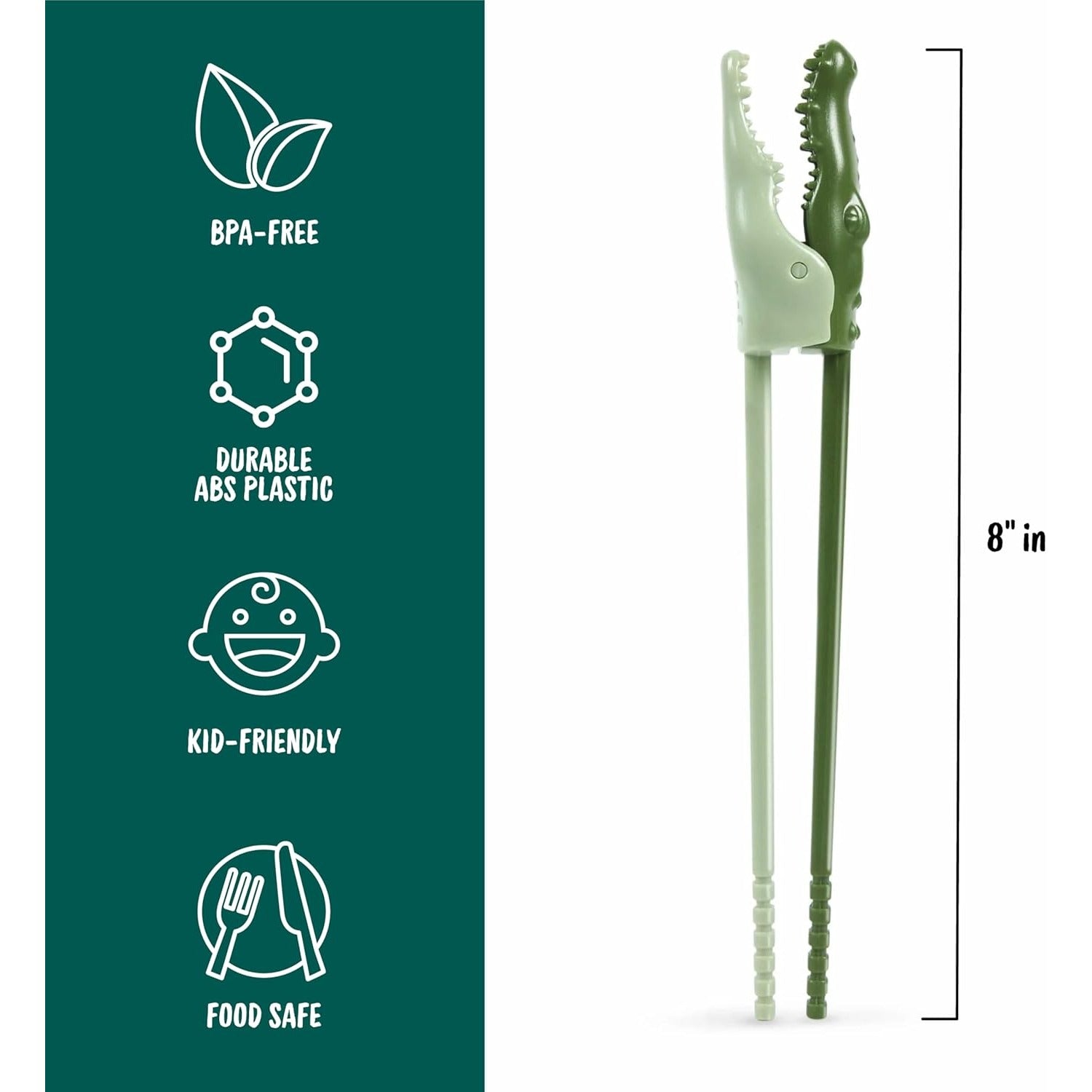 Pair of chopsticks designed to look like crocodile heads, with detailed textures and a playful, quirky design that adds fun to mealtime.