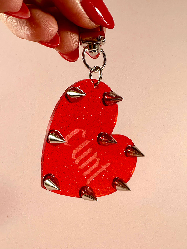 C*nt Studded Bag Charm: Red Glitter
