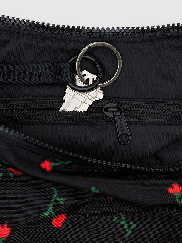 Medium Nylon Crescent Bag: Painted Wildflower