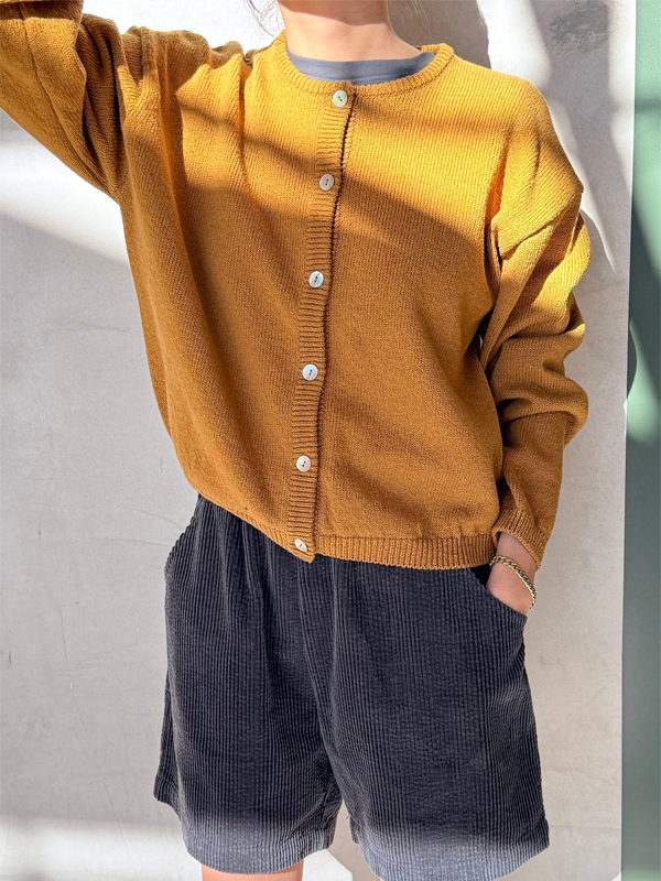 Cotton Leila Cardigan: Dijon