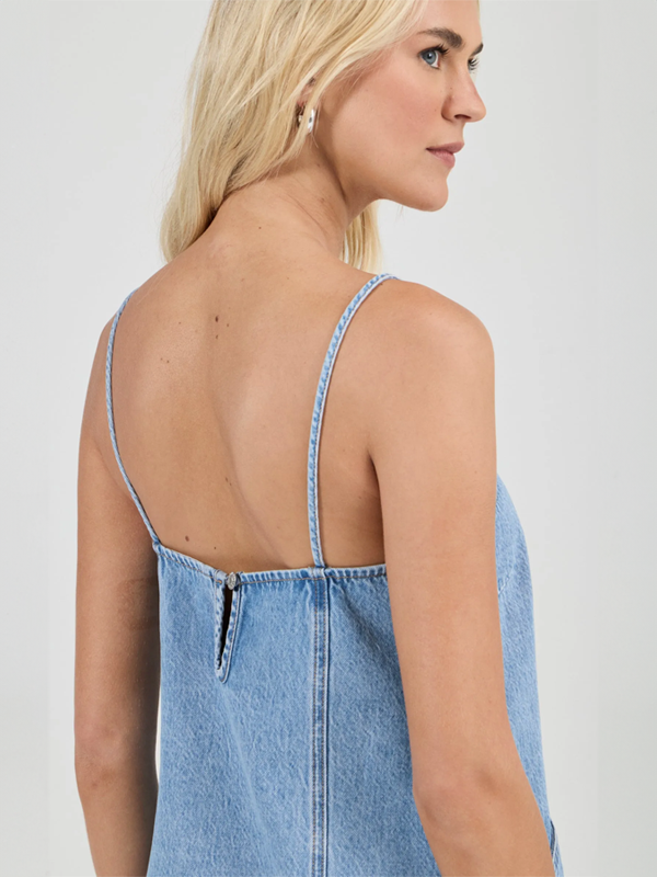 Deco Denim Cami Dress: Vintage Stone