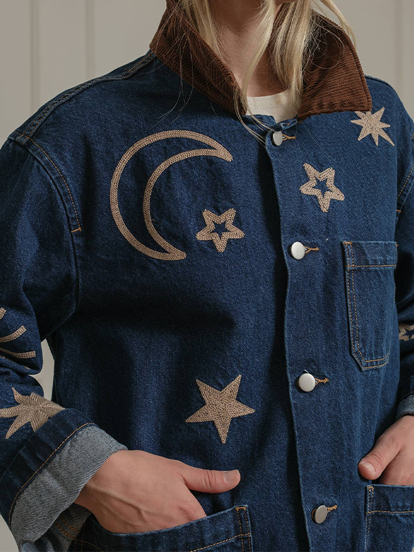 Celestial Embroidered Denim Jacket