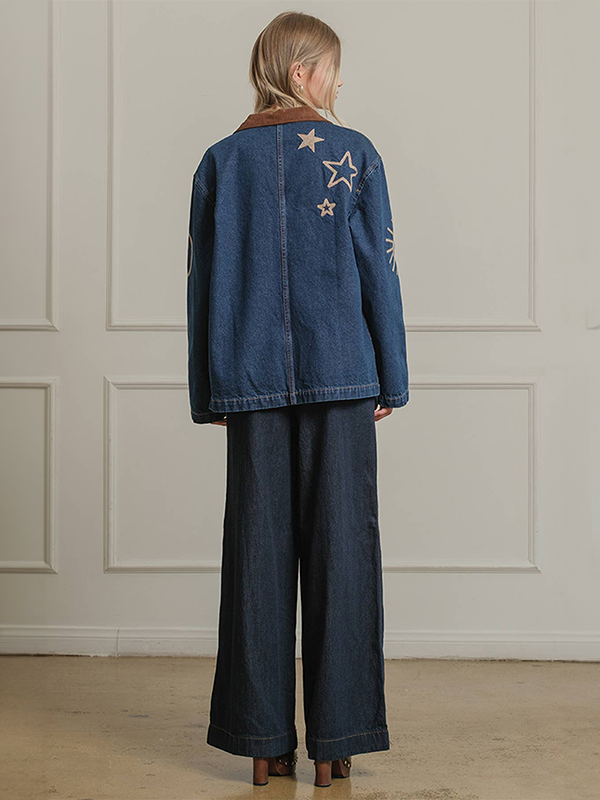 Celestial Embroidered Denim Jacket