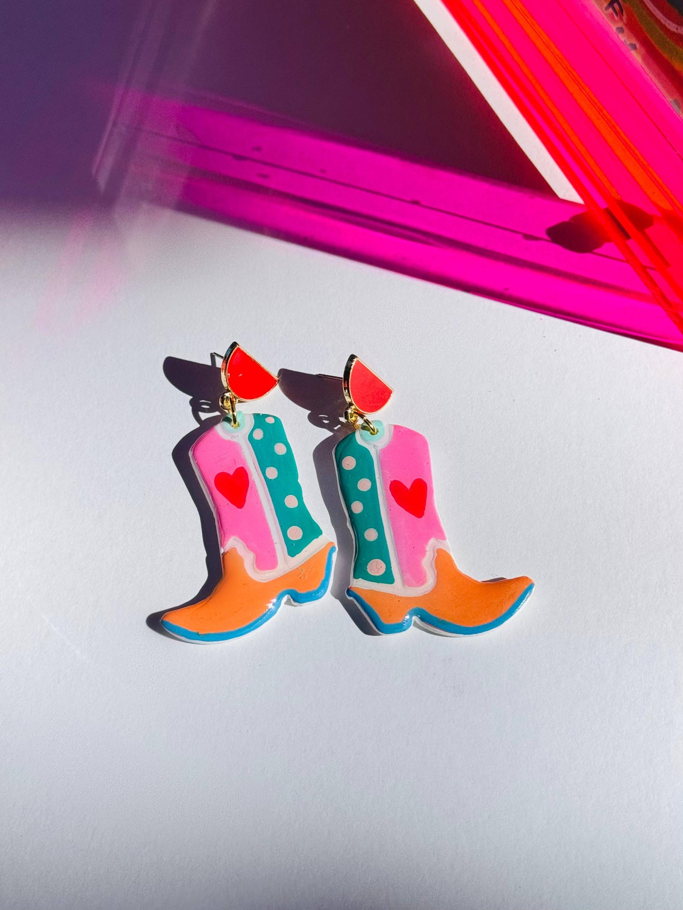 Heart Cowboy Boot Earrings
