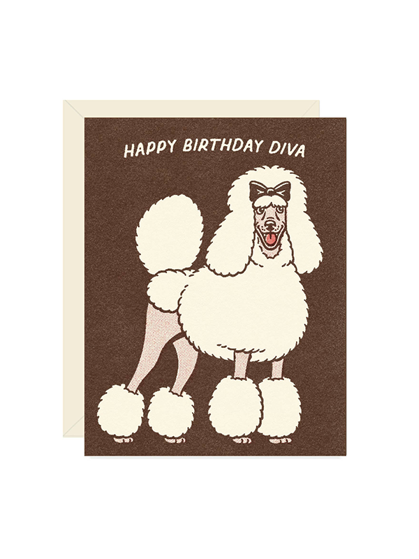 Diva Poodle Birthday Card