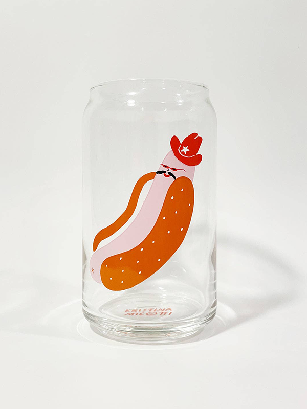 Cowboy Hotdog Beer Can Glass