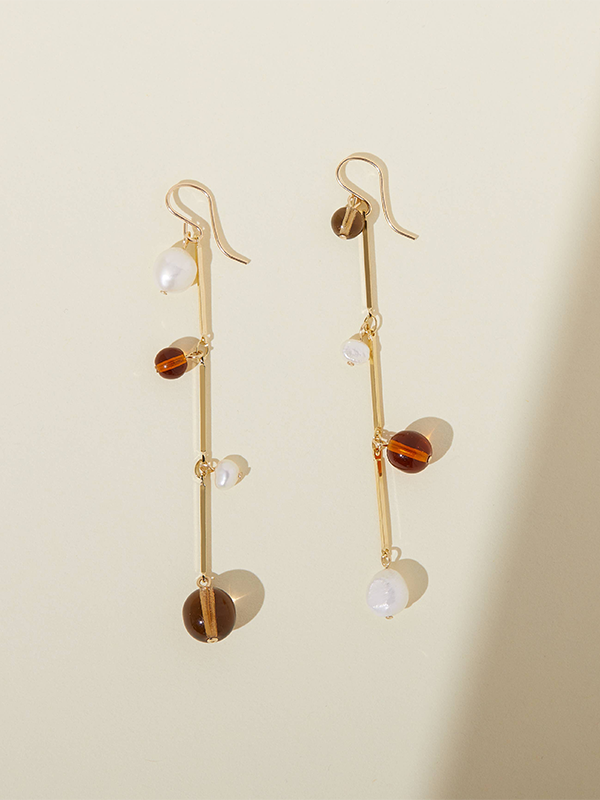 Fête Earrings: Gold Plated (Tan)