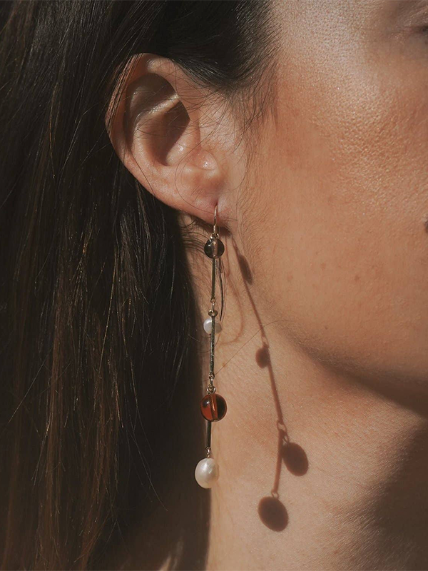 Fête Earrings: Gold Plated (Tan)