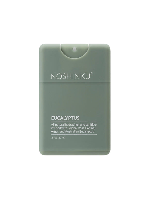 Eucalyptus pocket hand sanitizer with a refreshing, crisp scent, packaged in a compact bottle perfect for on-the-go cleaning and a calming, invigorating fragrance.