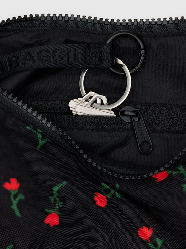 Small Nylon Crescent Bag: Painted Wildflower