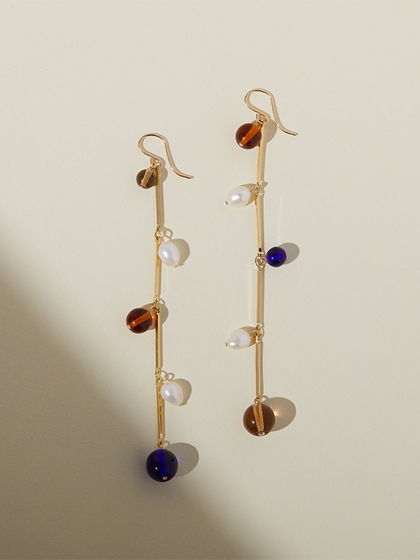 Fête Earrings: Gold Plated (Blue)