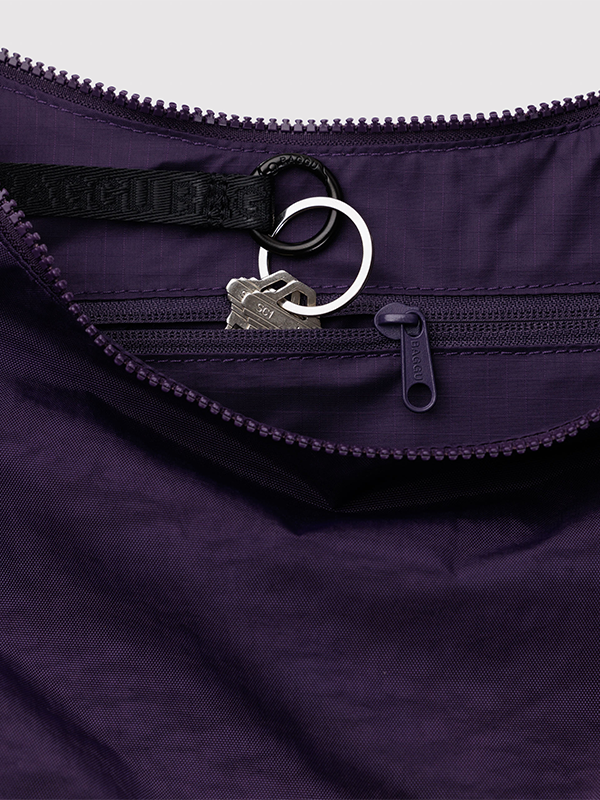 Medium Nylon Crescent Bag: Fig
