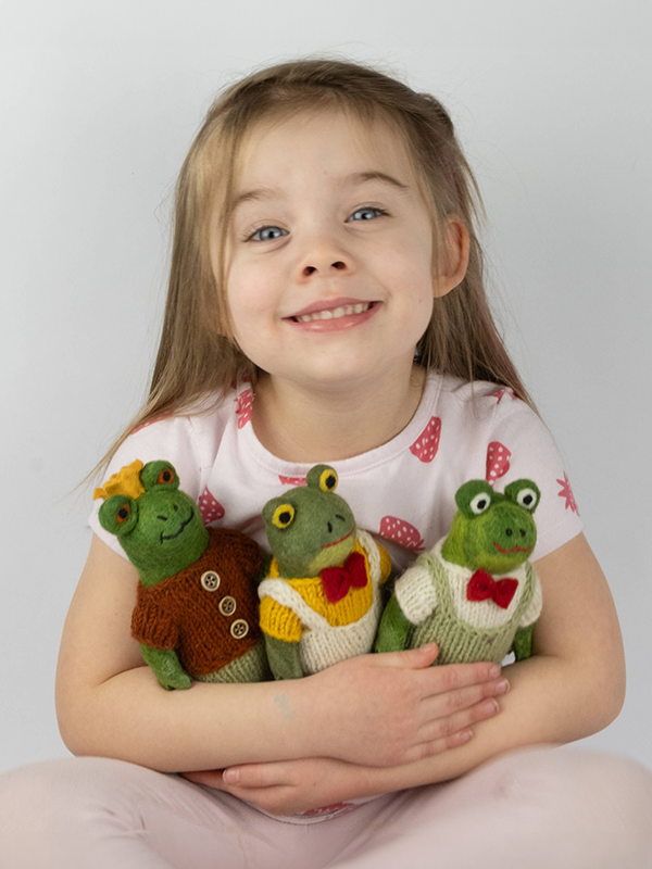 Frog Doll with Hand Knit Clothes: Large
