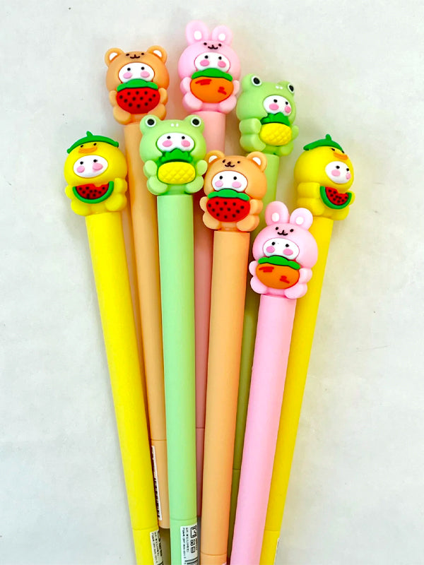 Fruit Buddy gel pens set featuring colorful, fruity designs with smooth gel ink, perfect for adding a fun and vibrant touch to your writing or drawings.