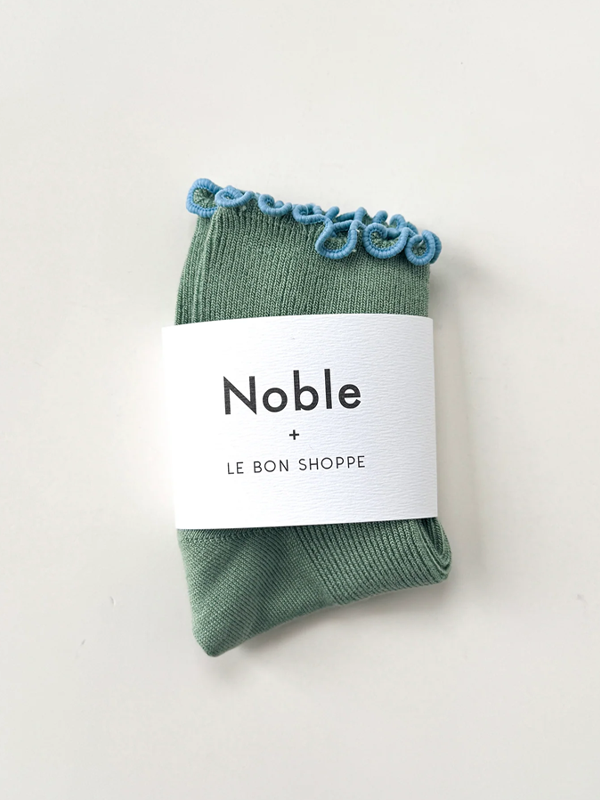 The Petite Ruffled Modal Socks: Sea Glass/Powder Blue